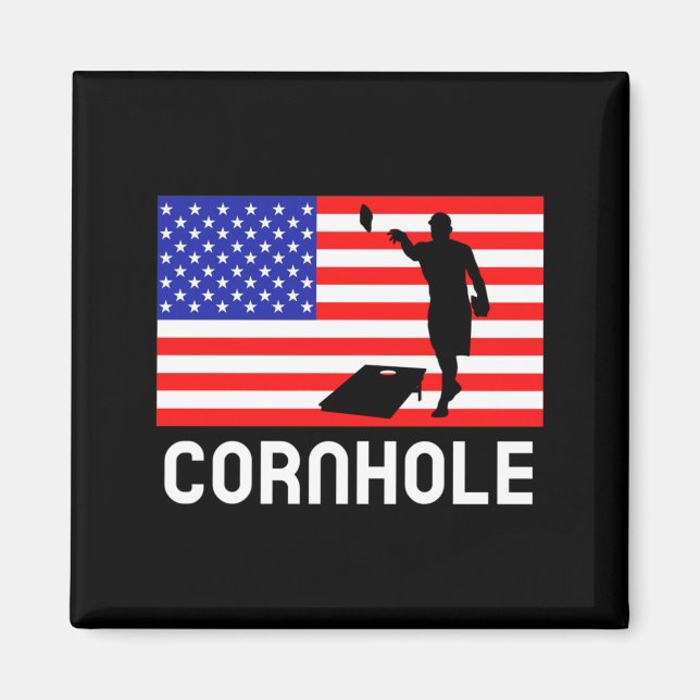 Íman Jogo de Tabuleiro Cornhole Homens Mulheres Bandeir (Frente)