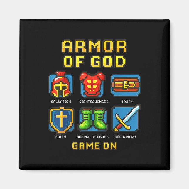 Íman Jogo de Vídeo Cristão Armado de Deus Pixel Faith (Frente)