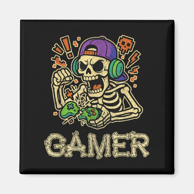 Íman Jogo Engraçado Skeleton Jovens Jovens Jovens Jogos (Frente)