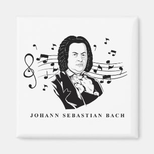 Íman Johann Sebastian Bach Portrait e Bust com Notes