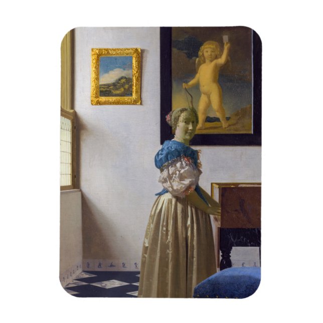 Íman Johannes Vermeer - Dama de pé em uma Virgínia (Vertical)