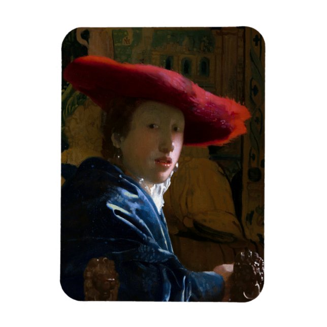 Íman Johannes Vermeer - Rapariga com Chapéu Vermelho (Vertical)