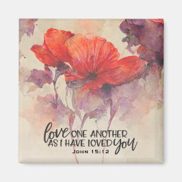 Íman John 15:12 Se Ama Outra Bíblia Verso Floral Vermel