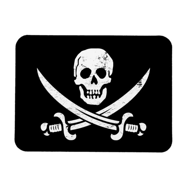 Íman John Rackham (Calico Jack) Pirata Flag Jolly Roger (Horizontal)
