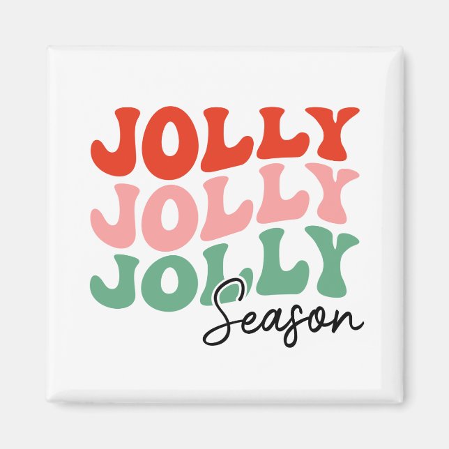 Íman Jolly Jolly Jolly Season Retro Holiday Typografia (Frente)
