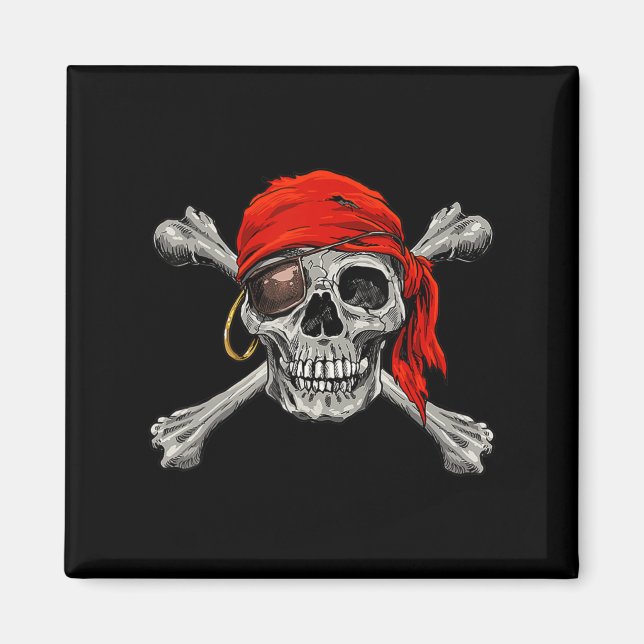 Íman Jolly Roger Pirate Skull Crossbones Halloween (Frente)