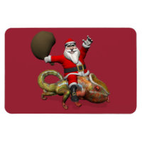Jolly Santa Claus Andando Enorme Camaleão Panther