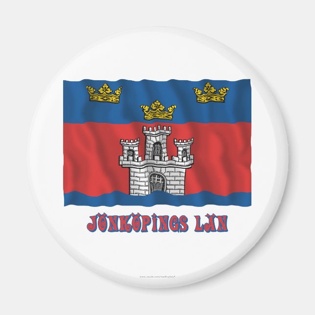 Íman Jönköpings län acenando bandeira com nome (Frente)