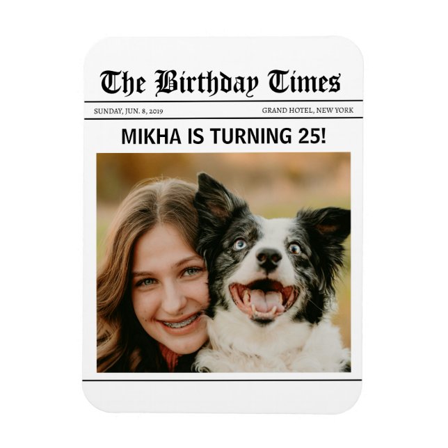 Íman Jornal de Aniversário (Vertical)