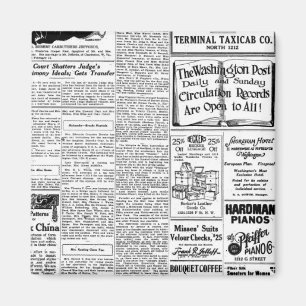 Íman Jornal preto & branco velho, anúncio retro do