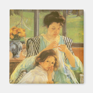 Íman Jovem Mãe Costurando de Mary Cassatt, Arte Antigo