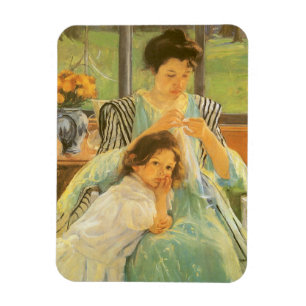 Íman Jovem Mãe Costurando de Mary Cassatt, Arte Antigo