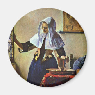 Íman Jovem mulher com um jarro da água., por Johannes