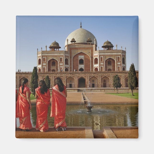 Íman Jovens senhoras indianas e o túmulo de Humayun, Dé (Frente)