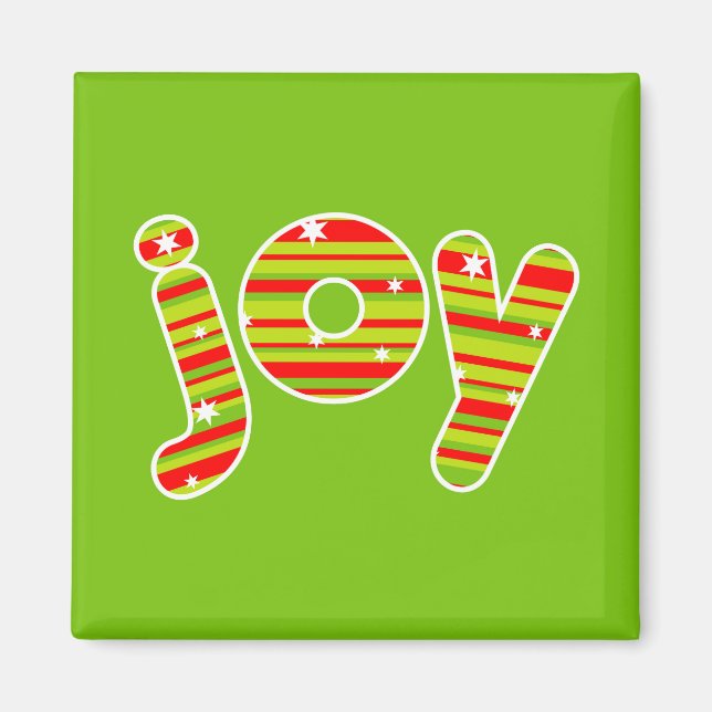 Íman JOY at Christmas, Red & Green Stripes (Frente)