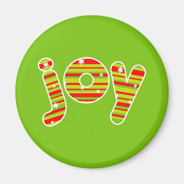 Íman JOY at Christmas, Red & Green Stripes (Frente)