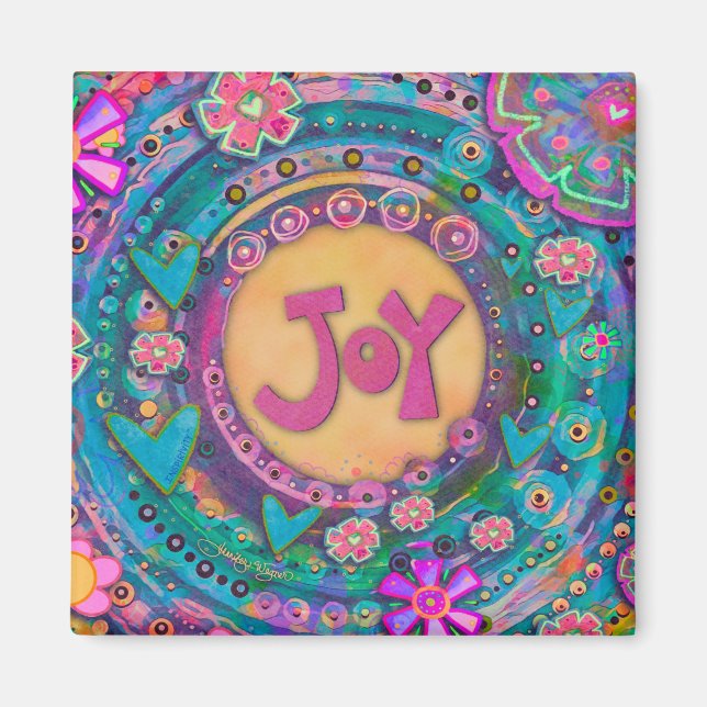 Íman Joy Bonito Pastel Floral Corações Inspiracionais (Frente)
