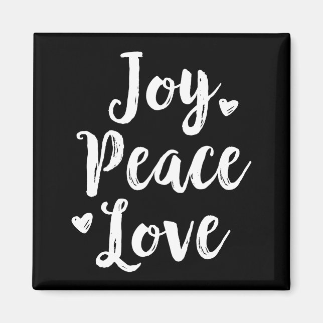 Íman Joy Peace Love Red Brushed Script Womens Holiday  (Frente)