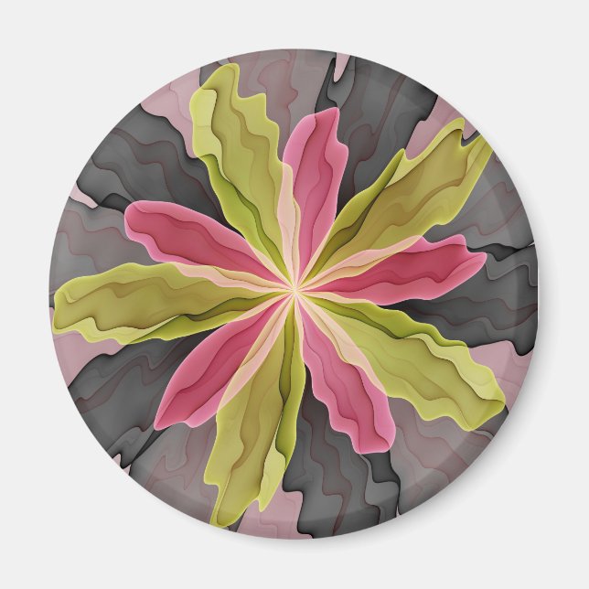 Íman Joy, verde rosa, Antracite Fantasia Flor Fractal (Frente)
