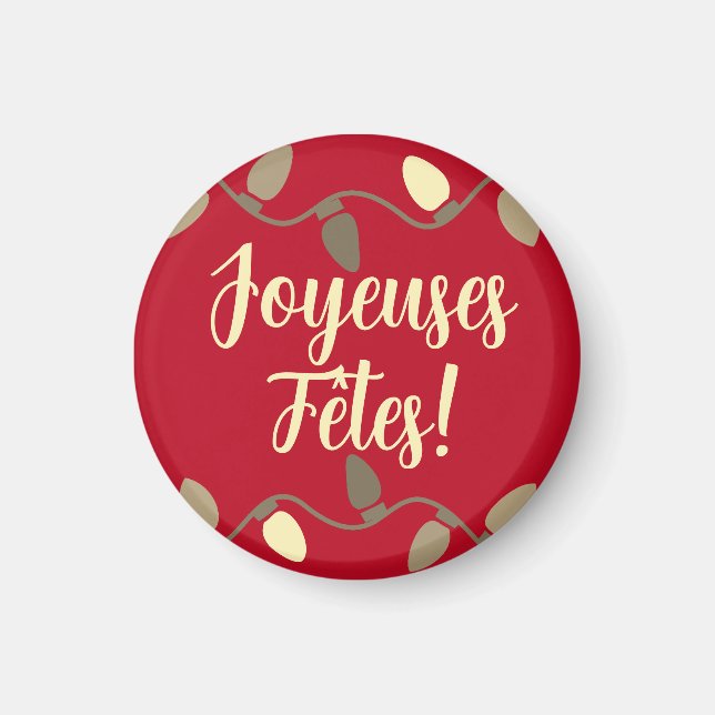 Íman Joyeuses Fêtes Felizes Férias em Francês (Frente)