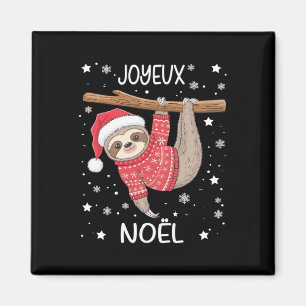 Íman Joyeux Noël Francês Sloth Hanging Feliz Natal