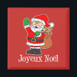 Íman Joyeux Noel Papais noeis de Natal Franceses Magnet<br><div class="desc">Joyeux Noel Papai noel de Natal francês. Diga "Feliz Natal" em francês com este design de Papai noel de desenho animado. Excelente para uma família francesa.</div>