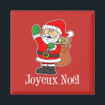 Íman Joyeux Noel Papais noeis de Natal Franceses Magnet<br><div class="desc">Joyeux Noel Papai noel de Natal francês. Diga "Feliz Natal" em francês com este design de Papai noel de desenho animado. Excelente para uma família francesa.</div>