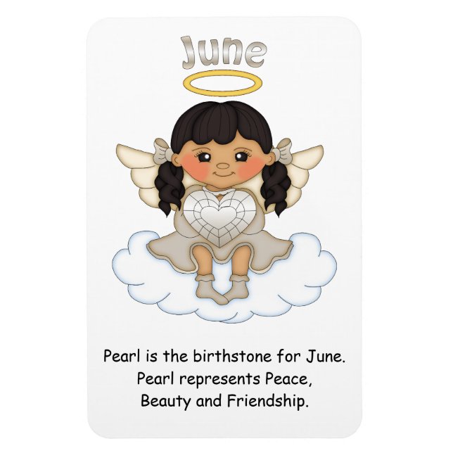 Íman June Birthstone Angel Black Premium Magnet (Vertical)