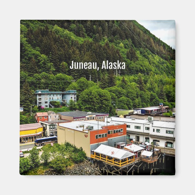 Íman Juneau, Alasca, fotografia da cidade (Frente)
