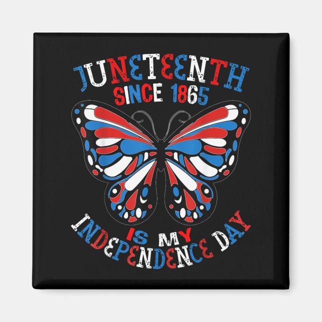 Íman Juneteenth É Dia Da Independência Borboleta Vermel (Frente)