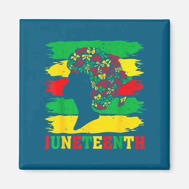 Íman Juneteenth mulheres negras afro coquete laço cabel (Frente)