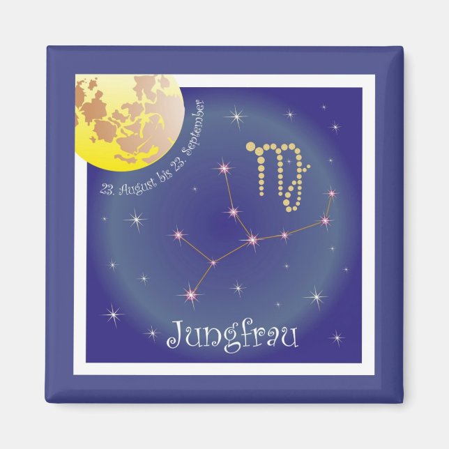 Íman Jungfrau 23. Agosto bis 23. Setembro Magnet (Frente)