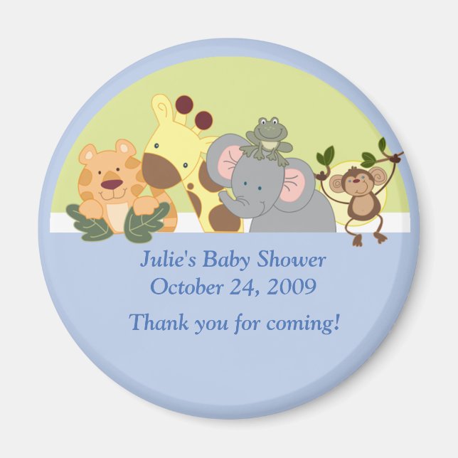 Íman Jungle Safari Tiger Giraffe Elephant Monkey Favor (Frente)