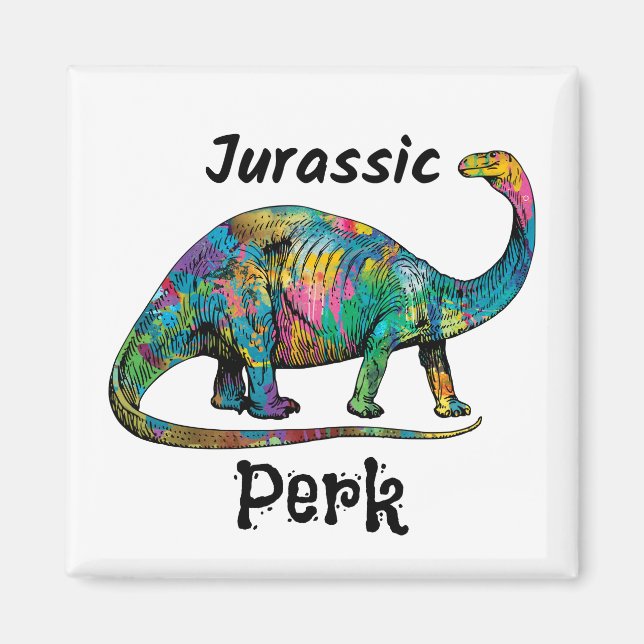 Íman Jurassic Perk Colorido Dinossauro Branco (Frente)