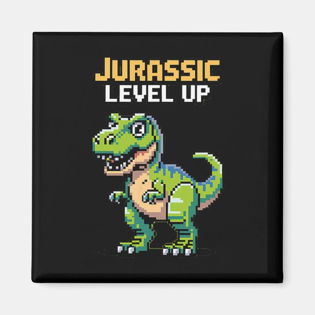 Íman Juric Level Up Pixel Dinossauro Retro Gamer  (Frente)