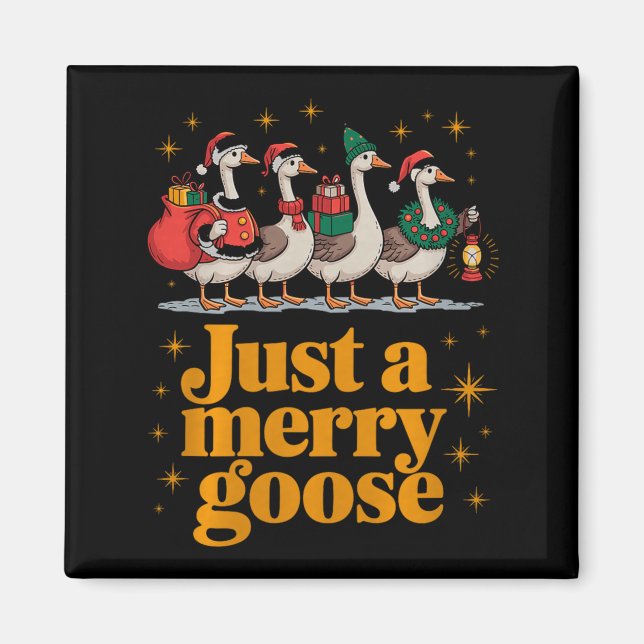 Íman Just A Merry Goose Funny Christmas Premium Tri-ble (Frente)