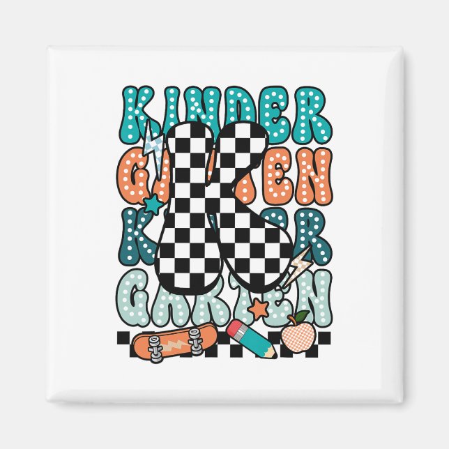 Íman K Kindergarten Teacher Checkered Back To School Ki (Frente)