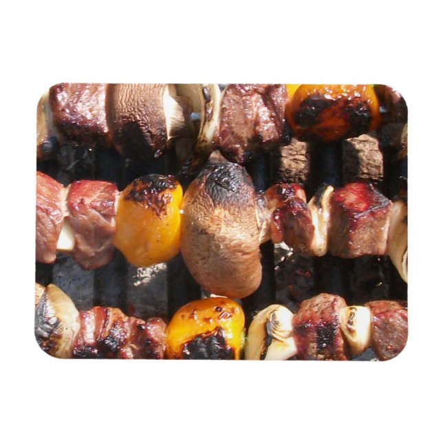 Íman Kabobs Skewered em Barbecue Grill (Horizontal)