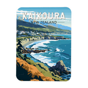 Íman Kaikoura Nova Zelândia Viagem Art Vintage