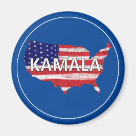 Íman Kamala E Estados Unidos Em Cores De Bandeira