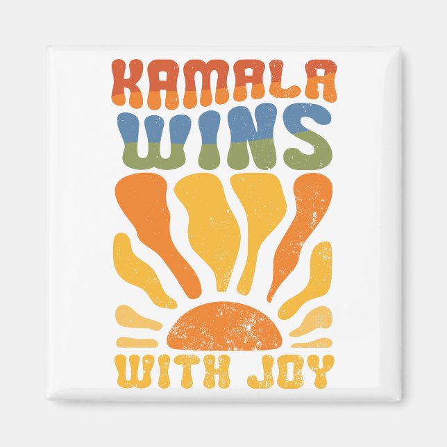 Íman Kamala ganha com Joy Retro Boho Harris Walz (Frente)