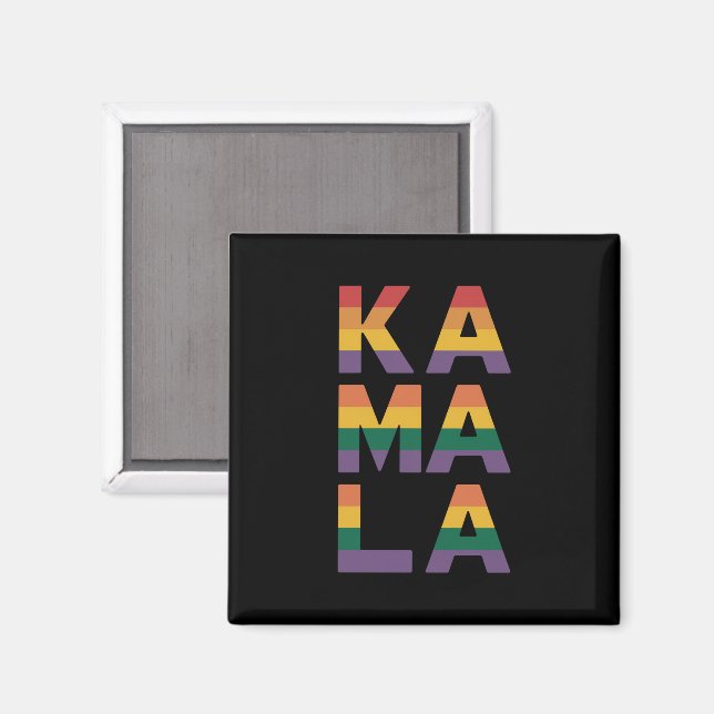 Íman Kamala Harris 2024 Rainbow Flag Orgulho gay LGBT (Front/Back)