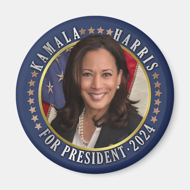 Íman Kamala Harris para Presidente 2024 Foto Democrata (Frente)