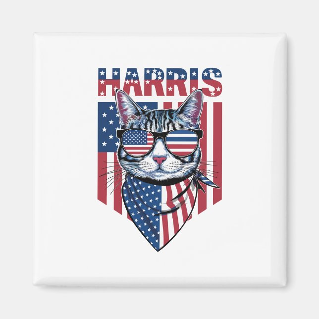 Íman Kamala Harris para Presidente 2024 Gato Engraçado (Frente)