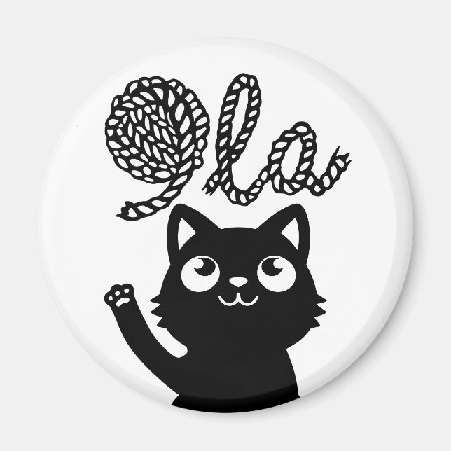 Íman Kamala Harris Presidente 2024 Comma La Cat e Yarn (Frente)