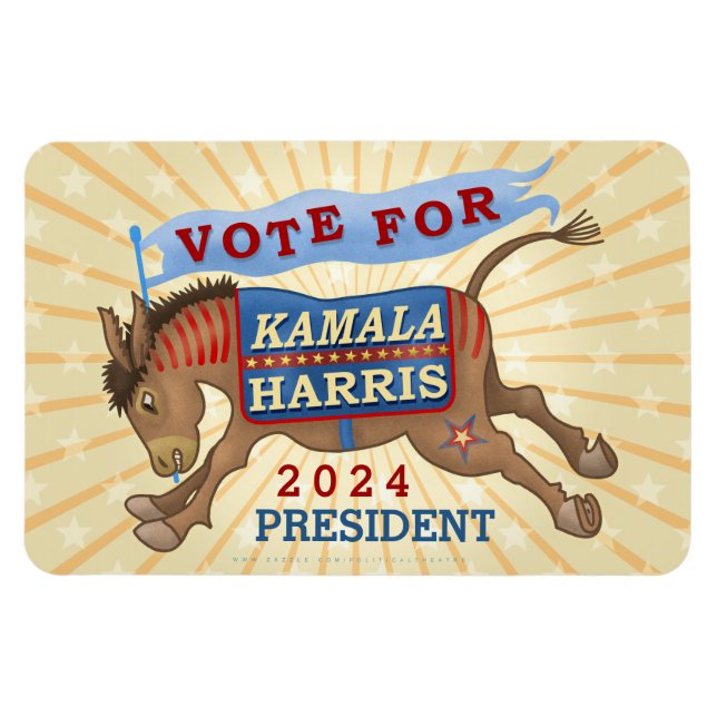 Íman Kamala Harris Presidente 2024 Democrata Donkey (Horizontal)