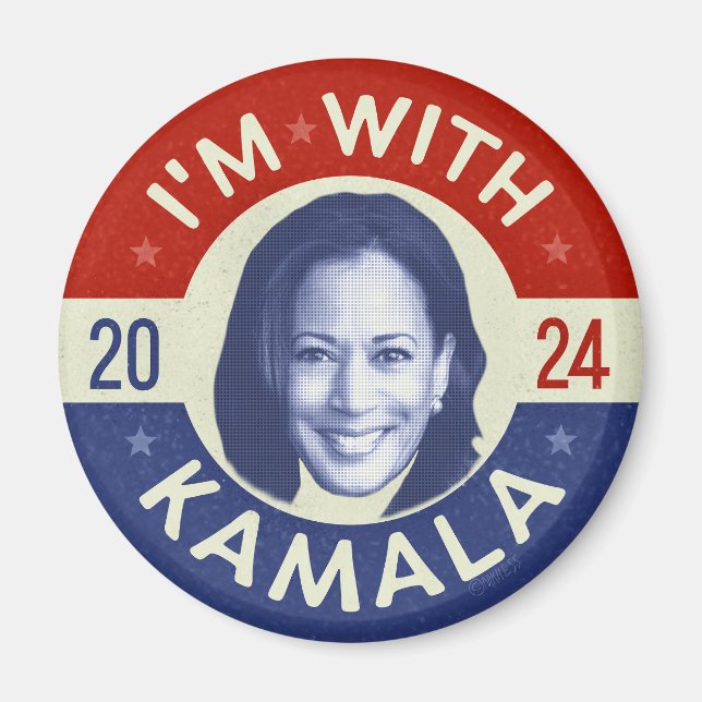 Íman Kamala Harris Presidente 2024 Foto Retro Democrata (Frente)