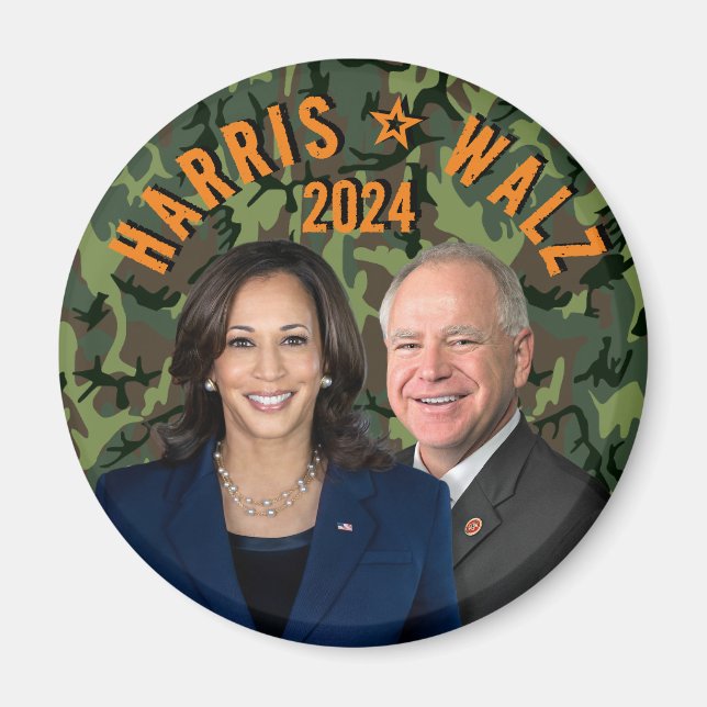 Íman Kamala Harris Tim Walz Presidente Vice Fotos Camo (Frente)