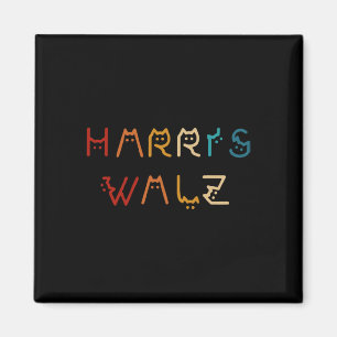 Íman Kamala Harris Walz Walz Waltz 2024 Cat Lettering P