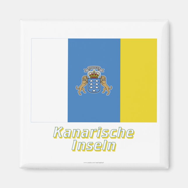 Íman Kanarische Inseln Flagge mit Namen (Frente)